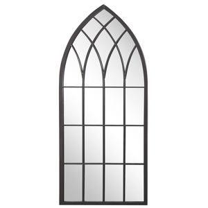 Beliani Wall Hanging Mirror Black 50 x 115 cm Window Shape Metal Frame Vintage Material:Metal Size:2x115x50