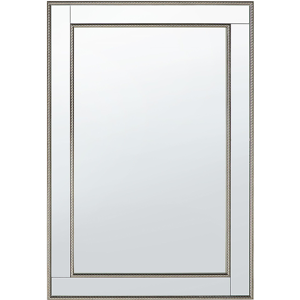 Beliani Wall Hanging Mirror Silver with Gold 60 x 90 cm Vertical Minimalistic Art Deco Bedroom Living Room Dresser Material:Synthetic Material Size:2x90x60