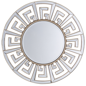 Beliani Wall Hanging Mirror Gold 70 cm Round Decorative Frame Geometric Tribal Inspired Gloss Finish Material:Metal Size:3x70x70