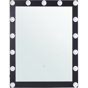 Beliani Wall Vanity Mirror with LED Black 50 x 60 cm Rectangular Hollywood Illuminated Bulbs Dressing Table Material:Iron Size:2x60x50