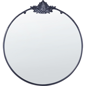 Beliani Wall Round  Mirror Black Metal ⌀ 67 cm Wall Mounted Decorative Mirror Glamour Style Hanging Decor  Material:Iron Size:3x76x67