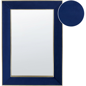 Beliani Wall Mirror Blue Velvet 50 x 70 cm with Hooks Hanging Decorative Frame Glamour Wall Décor Material:Velvet Size:4x70x50