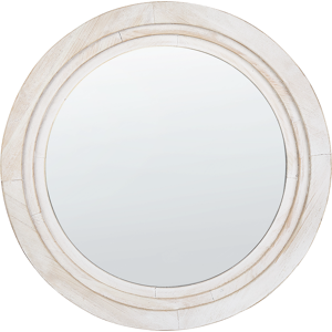 Beliani Wall Mirror Off-White MDF ø 60 cm Round Decorative Handmade Accent Piece Scandinavian Style Material:Glass Size:3x60x60