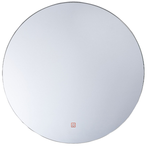 Beliani Wall Mirror Round Silver 60 cm LED Lights Anti Fog system Bathroom Accessories Material:Glass Size:3x60x60