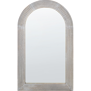 Beliani Wall Mirror Off-White Mango Wood Frame 65 x 107 cm Whitewash Distressed Finish Vintage Style Wall Decor Material:Mango Wood Size:3x107x65