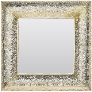 Beliani Wall Mounted Hanging Mirror Gold 60 cm Square Decorative Frame Accent Piece Material:Metal Size:4x60x60