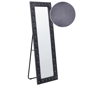 Beliani Standing Mirror Dark Grey Velvet 50 x 150 cm with Stand Acrylic Glass Rhinestones Decorative Frame Glamour Wall Décor Material:Velvet Size:33x150x50