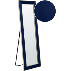 Beliani Standing Mirror Blue Velvet 50 x 150 cm with Stand Decorative Frame Glamour Wall Décor Material:Velvet Size:33x150x50