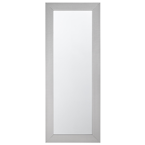 Beliani Wall-Mounted Hanging Mirror Silver 50 x 130 cm Vertical Living Room Bedroom Dresser Gesso Finish Material:Synthetic Material Size:3x130x50