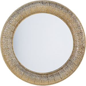 Beliani Wall Mounted Hanging Mirror Gold Round 80 cm Decorative Accent Piece Painted Material:Metal Size:5x80x80