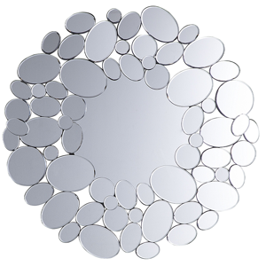 Beliani Wall Hanging Mirror Silver Round 70 cm Drop Shape Decorative Elements Gloss Finish Material:MDF Size:2x70x70