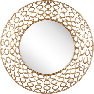 Beliani Wall Hanging Mirror Oval Gold ø 80 cm Wall Art Decor Eclectic Style Living Room Material:Steel Size:6x80x80