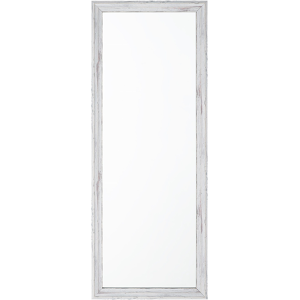 Beliani Wall Hanging Mirror White Wood Look 50 x 130 cm Rectangular Vertical Minimalistic Scandinavian Material:Synthetic Material Size:3x130x50