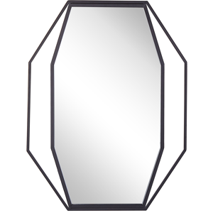 Beliani Wall Hanging Mirror Octagonal Grey 80 x 60 cm Metal Decorative Modern Minimalist Style Material:Steel Size:3x80x60