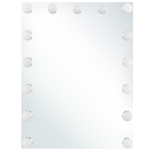 Beliani Wall Vanity Mirror with LED White 40 x 50 cm Rectangular Hollywood Illuminated Bulbs Dressing Table Material:Iron Size:3x50x40