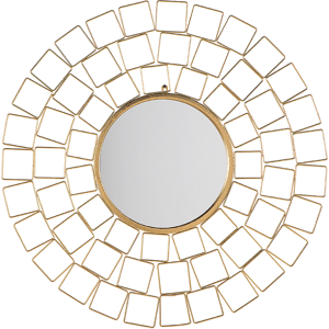 Beliani Wall Mounted Hanging Mirror Gold 90 cm Round Vintage Hollywood Material:Metal Size:3x90x90