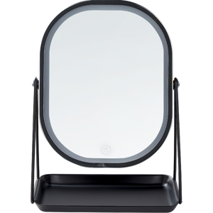 Beliani Lighted Makeup Mirror Silver Metal 20 x 22 cm Dressing Table LED Mirror Decorative Material:Metal Size:13x32x24