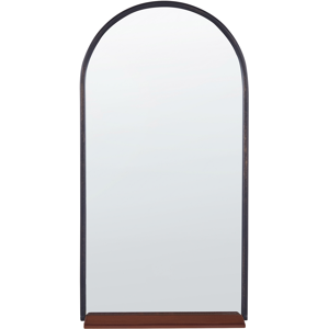 Beliani Wall Mirror with Shelf Black and Copper Metal 40 x 67 cm Oval Shape Hanging Hallway Decoration Material:Glass Size:2x67x40