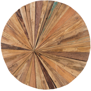 Beliani Wall Decor Multicolour Teak Wood ø 60 cm Round Rustic Material:Teak Wood Size:60x60x60