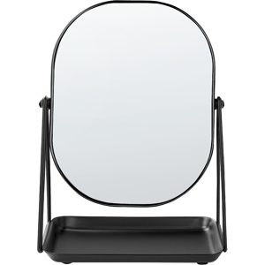 Beliani Makeup Mirror Black Metal 20 x 22 cm Dressing Table Double Sided Magnifying Mirror Decorative Material:Metal Size:15x31x24