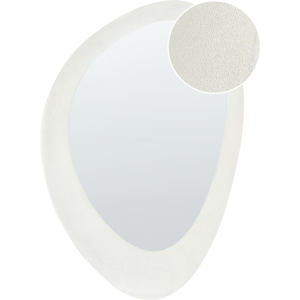 Beliani Wall Mirror White MDF Frame Glass 60 x 90 cm Irregular Shape Decorative Wall Mounted Accent Piece Modern Style Material:Velvet Size:4x90x60