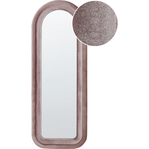 Beliani Wall Mirror Pink MDF Frame Glass 60 x 160 cm Irregular Shape Decorative Wall Mounted Accent Piece Modern Style Material:Velvet Size:4x160x60