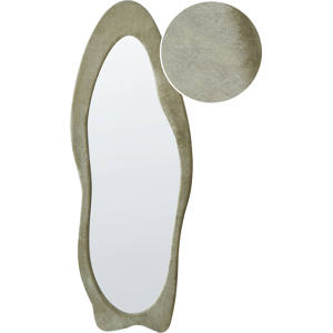 Beliani Wall Mirror Green MDF Frame Glass 57 x 160 cm Irregular Shape Decorative Wall Mounted Accent Piece Modern Style Material:Velvet Size:4x160x57