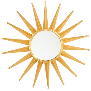 Beliani Wall Hanging Mirror Gold 60 cm Round Sun Shape Sunburst Decorative Accent Piece Living Room Bedroom Vintage Glamour Retro Hollywood Material:Metal Size:3x60x60