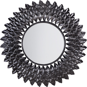 Beliani Wall Mounted Hanging Mirror Silver 70 cm Round Sunburst Sun Shape Material:Metal Size:4x70x70