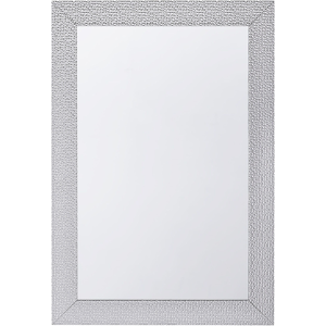 Beliani Wall-Mounted Hanging Mirror Silver 61 x 91 cm Vertical Living Room Bedroom Dresser Gesso Finish Material:Synthetic Material Size:3x91x61