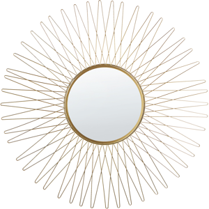 Beliani Wall Mirror Gold Metal Round 70 cm Sunburst Ornamental Glamour Living Room Bedroom Material:Iron Size:70x4x70