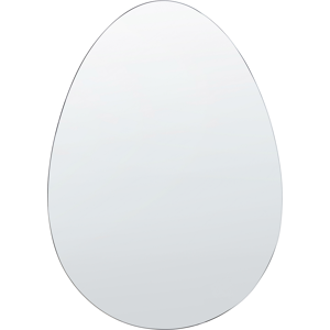 Beliani Wall Mirror Silver Glass 50 x 70 cm Frameless Oval Shape Hanging Decoration Material:Glass Size:1x70x50