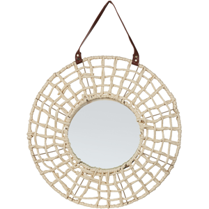 Beliani Wall Hanging Mirror Home Decoration Rope Paper Frame Rustic Modern Design Living Room Bedroom Furniture Material:Paper Rope Size:6x60x60