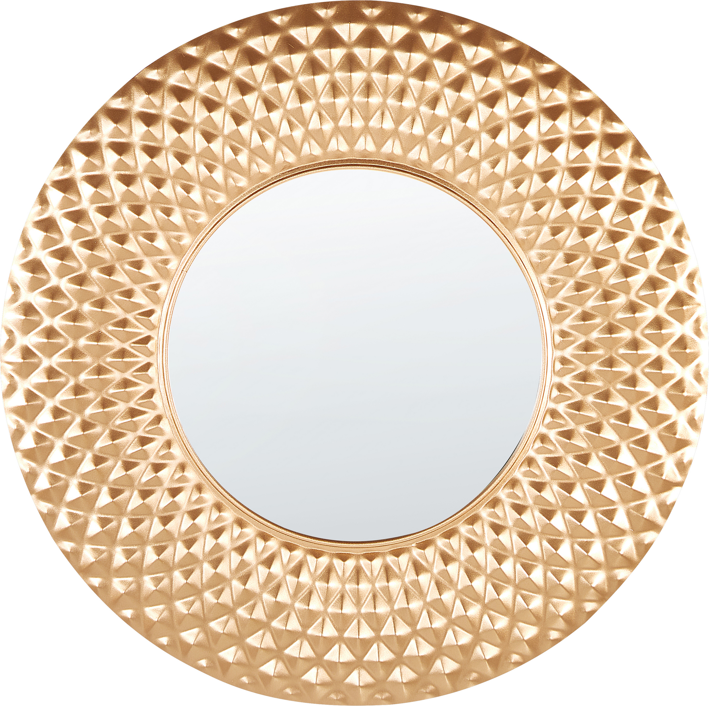 Beliani Accent Mirror Gold Metal 60 cm Wall Mounted Hanging Decorative Accessory Modern Glam Living Room Hallway Material:Iron Size:1x60x60