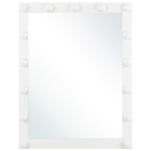 Beliani Wall Vanity Mirror with LED White 50 x 60 cm Rectangular Hollywood Illuminated Bulbs Dressing Table Material:Iron Size:2x60x50