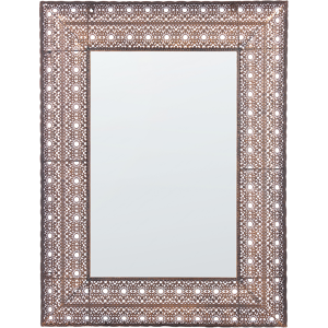 Beliani Wall Mounted Hanging Mirror Copper 69 x 90 cm Rectangular Decorative Frame Home Accessory Accent Piece Material:Metal Size:5x90x69