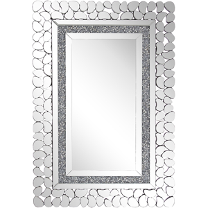 Beliani Wall Mounted Hanging Mirror Silver Rectangular 60 x 90 cm Modern Glamour Living Room Bedroom Decoration Material:MDF Size:2x90x60