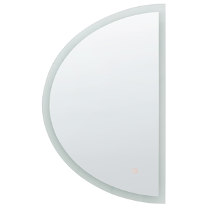 Beliani Hanging LED Mirror ø 80 cm Half-Round Modern Contemporary Bathroom Vanity Wall Mounted Make-Up Bedroom Material:Glass Size:3x80x49