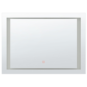 Beliani Wall Mounted Hanging LED Mirror 60 x 80 cm Rectangular Modern Vintage Bathroom Glamour Make-Up Vanity Bedroom Material:Synthetic Material Size:4x60x80