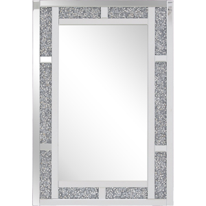 Beliani Wall Mounted Hanging Mirror Silver Rectangular 60 x 90 cm Modern Glamour Living Room Bedroom Decoration Material:MDF Size:2x90x60