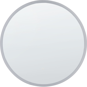 Beliani Wall Mounted Hanging LED Mirror ø 79 cm Round Modern Contemporary Bathroom Vanity Make-Up Bedroom Material:Glass Size:4x79x79