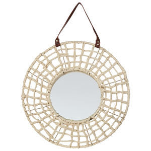 Beliani Wall Hanging Mirror Home Decoration Rope Paper Frame Rustic Modern Design Living Room Bedroom Furniture Material:Paper Rope Size:6x60x60