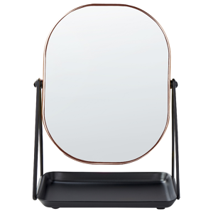 Beliani Makeup Mirror Rose Gold Metal 20 x 22 cm Dressing Table Double Sided Magnifying Mirror Decorative Material:Metal Size:15x31x24