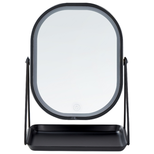 Beliani Lighted Makeup Mirror Silver Metal 20 x 22 cm Dressing Table LED Mirror Decorative Material:Metal Size:13x32x24