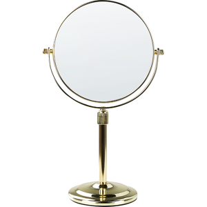 Beliani Makeup Mirror Gold Metal ø 20 Double-Sided Reversible Dressing Table Mirror Magnifyng Material:Metal Size:13x38x20