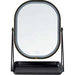 Beliani Lighted Makeup Mirror Silver Metal 20 x 22 cm Dressing Table LED Mirror Decorative Material:Metal Size:13x32x24