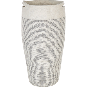 Beliani Storage Basket Cotton Off White  Braided Laundry Hamper Fabric Bin Material:Cotton Size:33x64x33