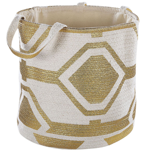 Beliani Cotton Storage Basket Laundry Bin Beige Woven Material:Cotton Size:33x33x33