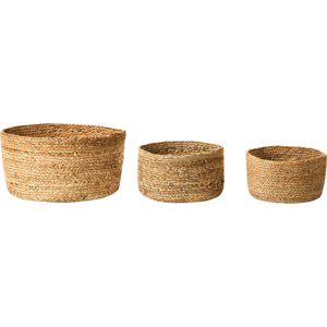 Beliani Set of 3 Storage Boxes Natural Jute 12/16/21 cm Height Laundry Baskets Bin Accessory Decoration Boho Material:Jute Size:20/24/32x12/16/21x20/24/32