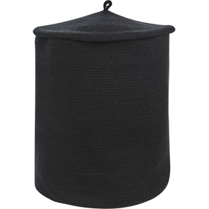 Beliani Storage Basket Black Cotton with Lid Laundry Bin Boho Accessories Material:Cotton Size:44x52x44